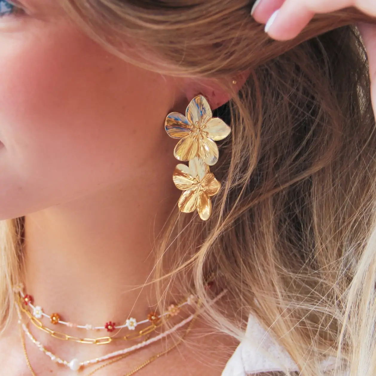 Boucles d'Oreilles - Deux fleurs