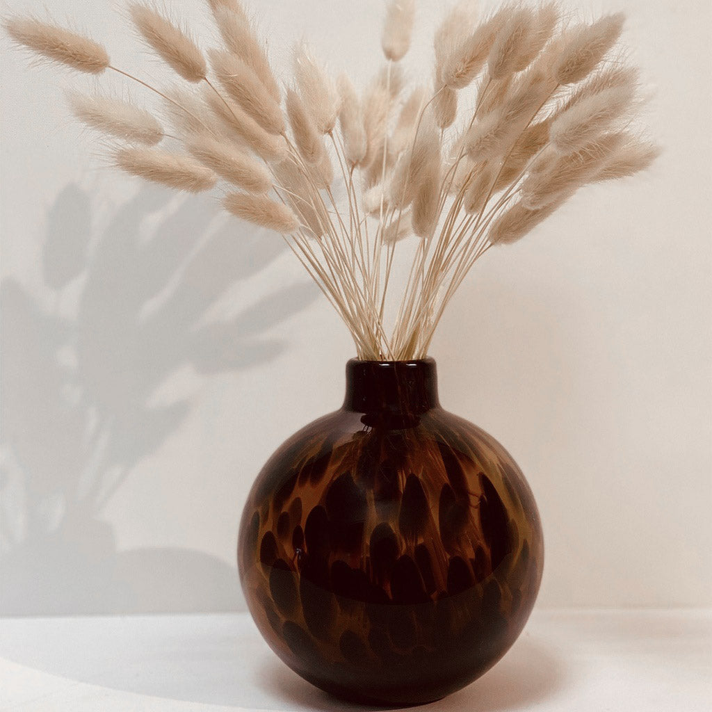 VASE BOULE LEOPARD BRUN