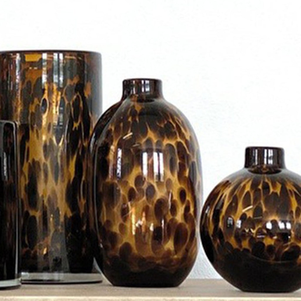 VASE BOULE LEOPARD BRUN