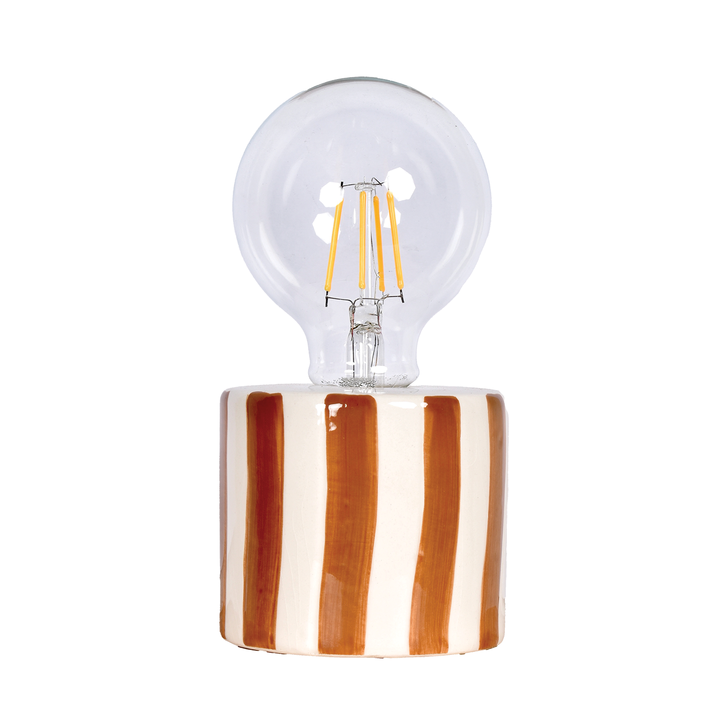 LAMPE DÉCO LED A PILE RAYURE MARRON/ROSE/VERT KAKI