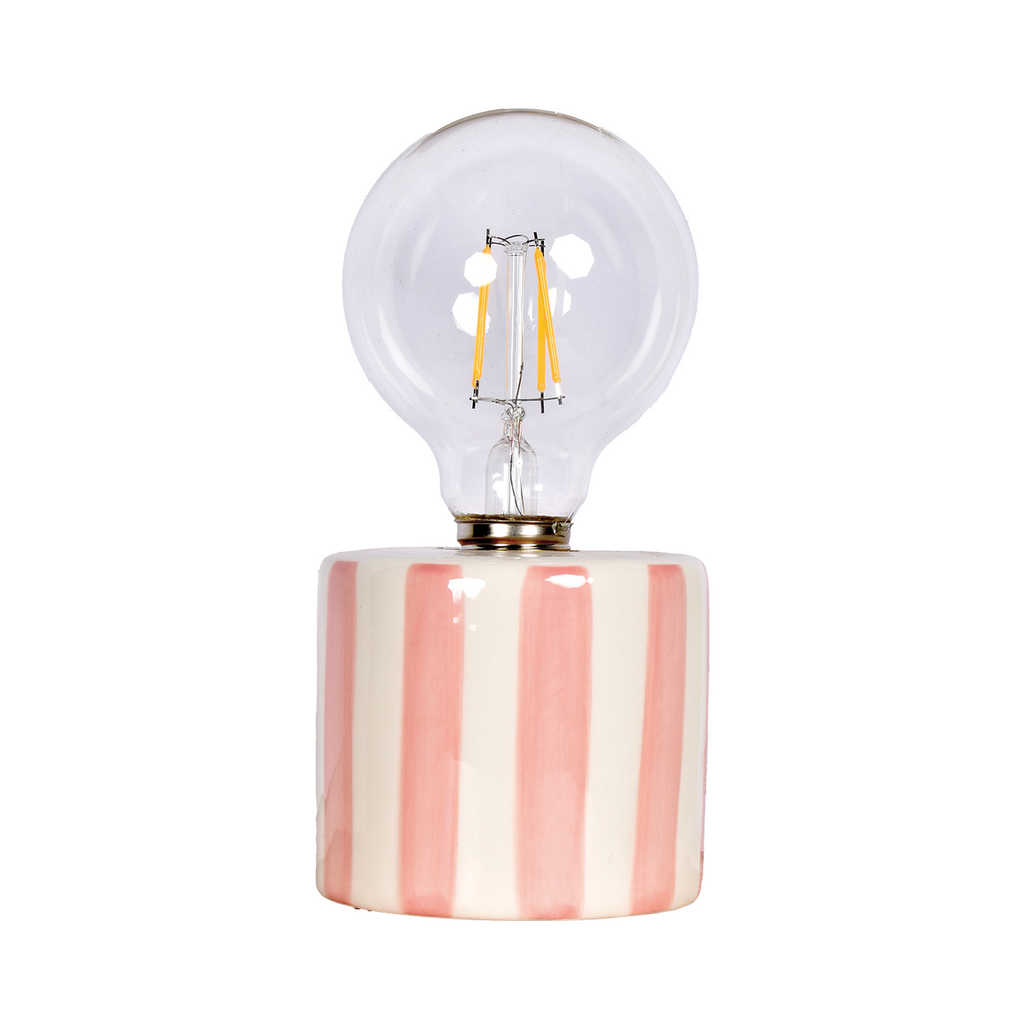 LAMPE DÉCO LED A PILE RAYURE MARRON/ROSE/VERT KAKI