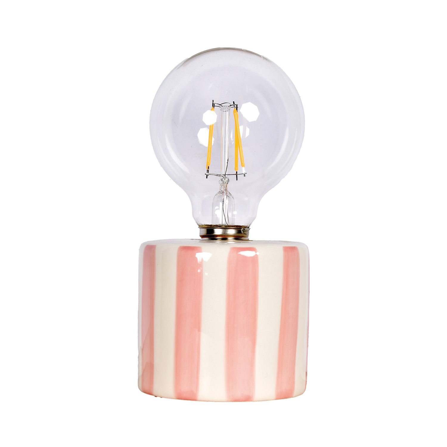 LAMPE DÉCO LED A PILE RAYURE MARRON/ROSE/VERT KAKI