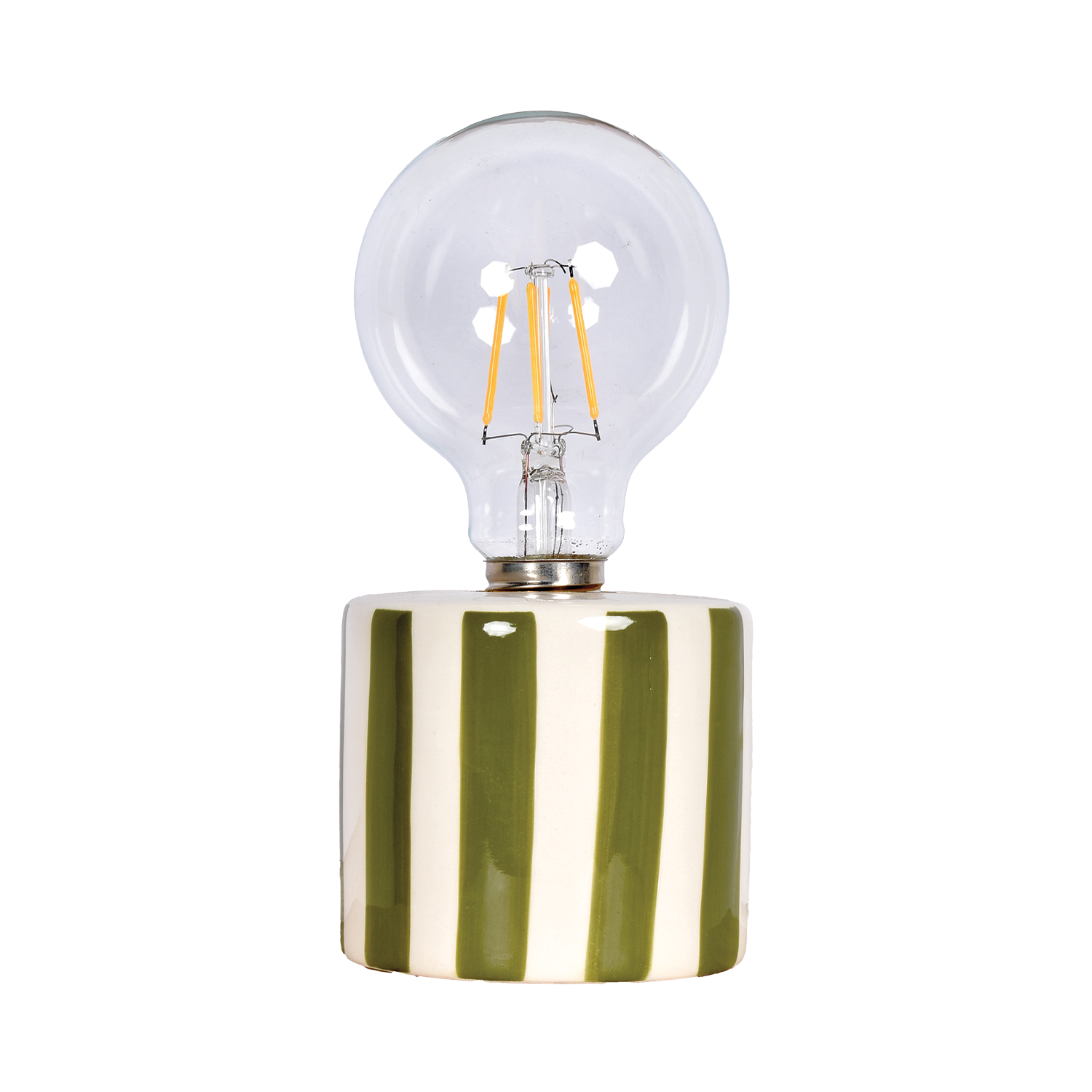 LAMPE DÉCO LED A PILE RAYURE MARRON/ROSE/VERT KAKI