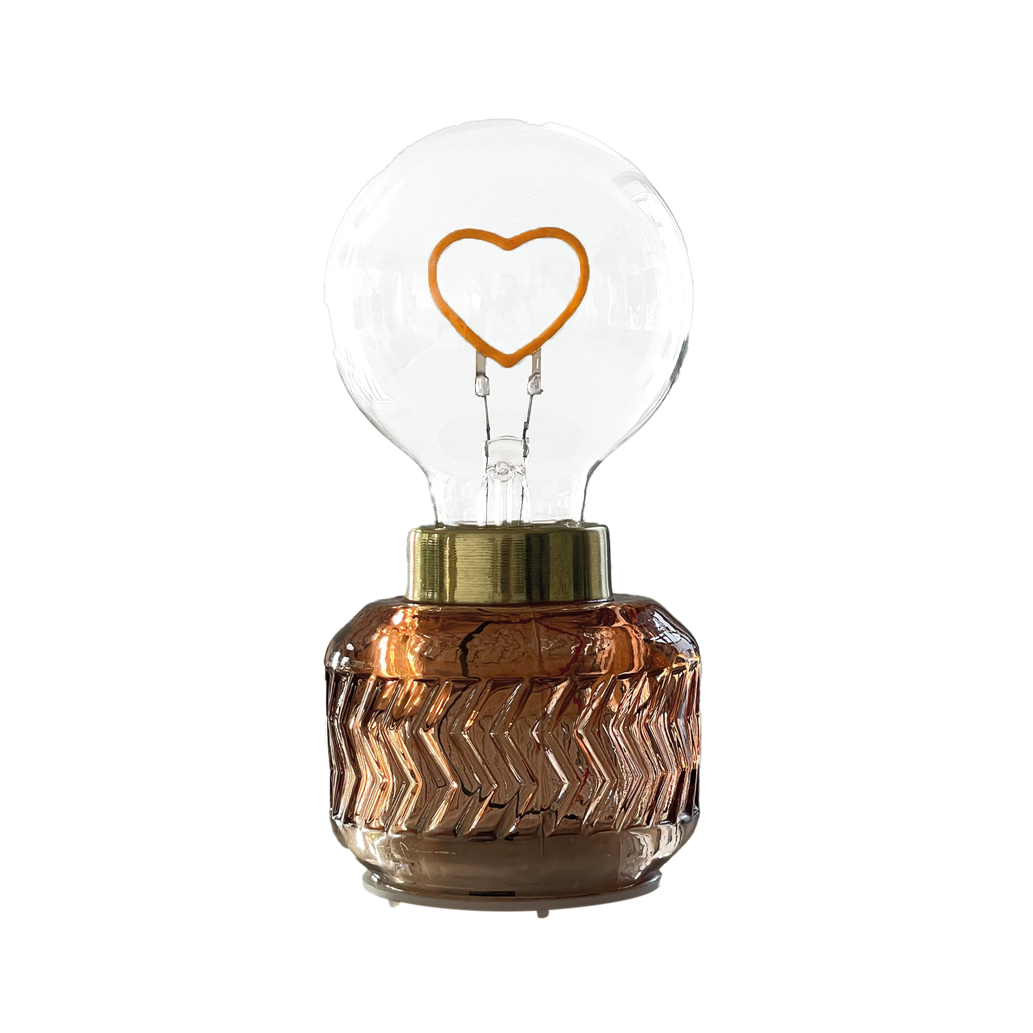 LAMPE DECO LED VANESS COEUR AMBRE A PILE