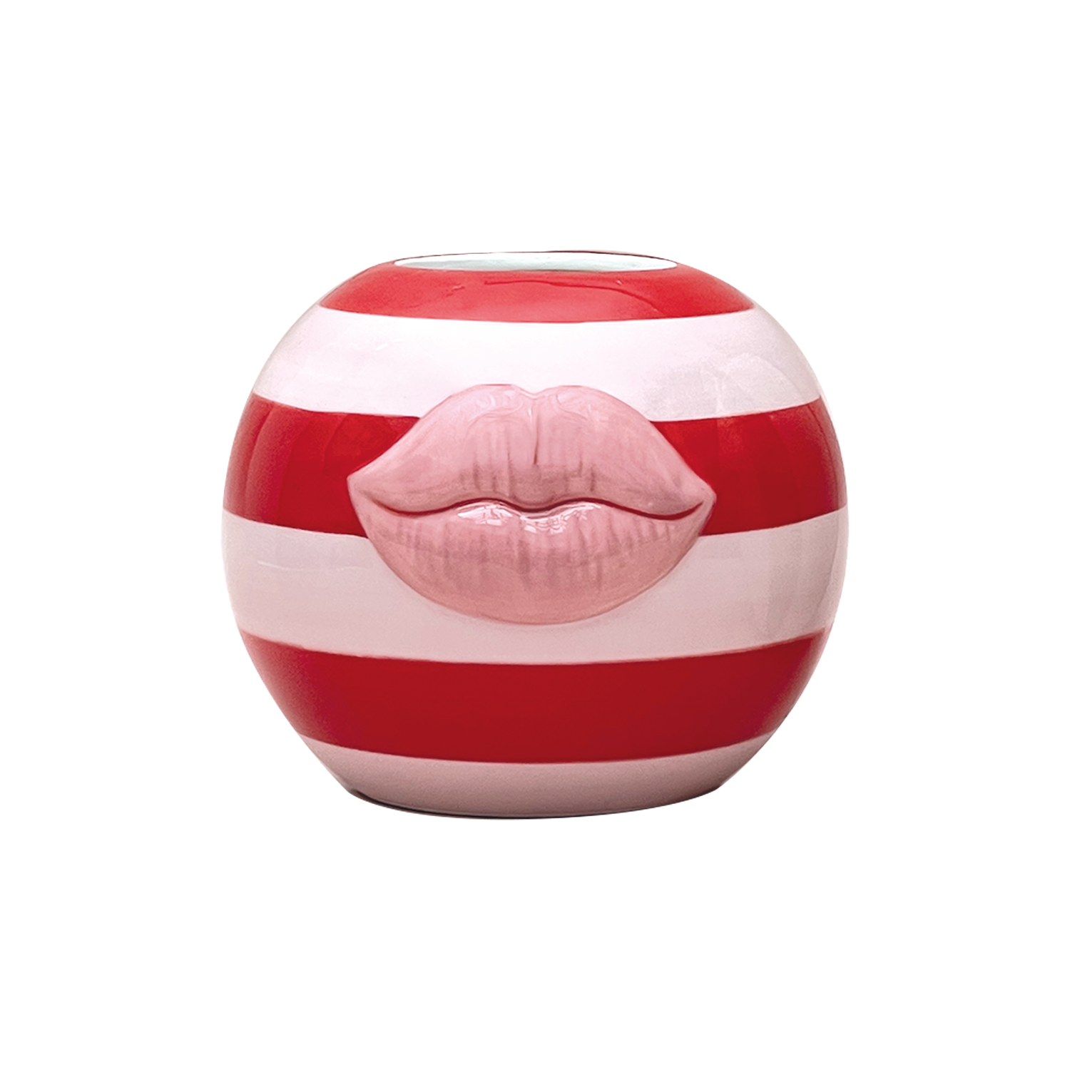 VASE KISS RAYURE ROSE L15.5 P15 H  12.3CM