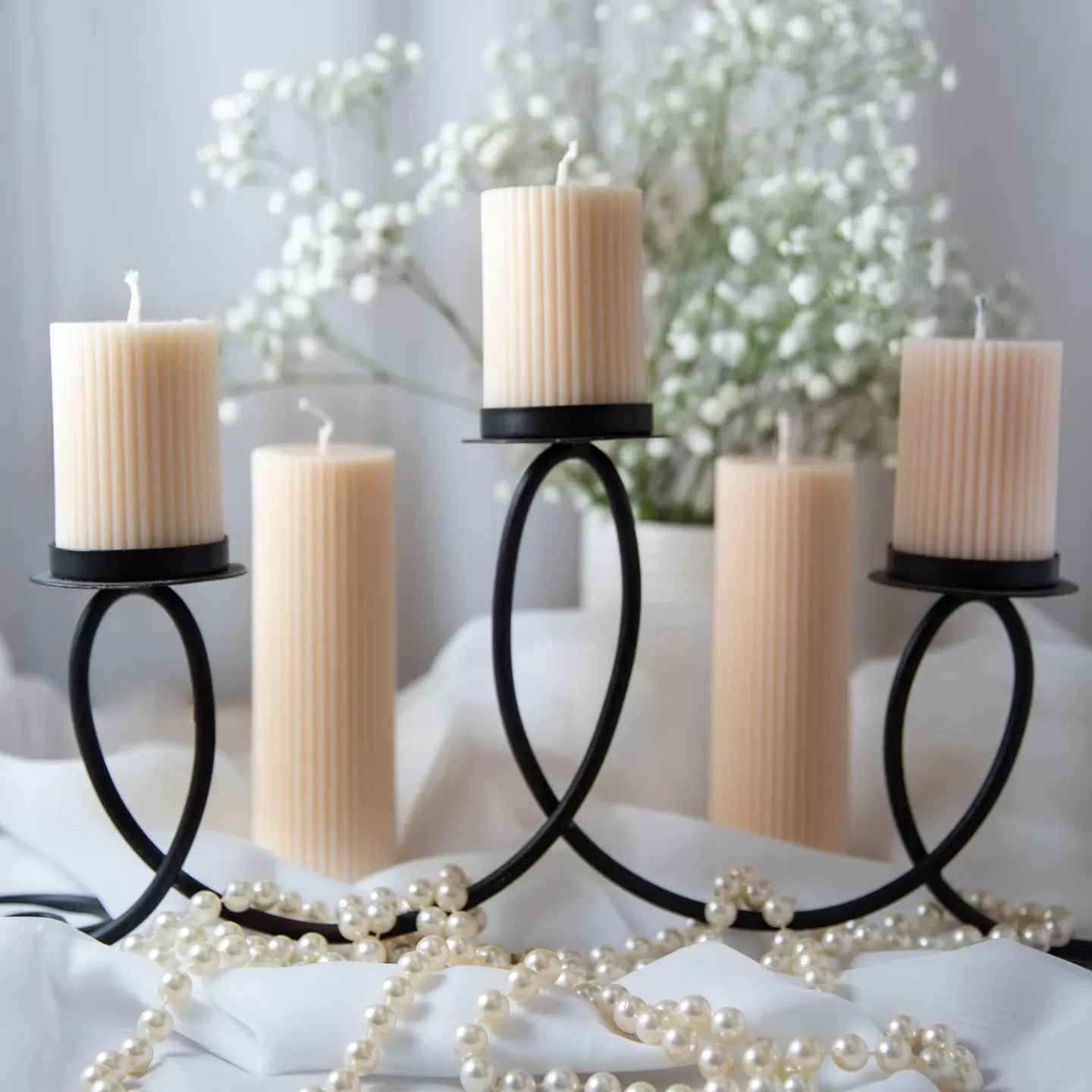 BOUGIE PILIER COTELE CREME MOYENNE