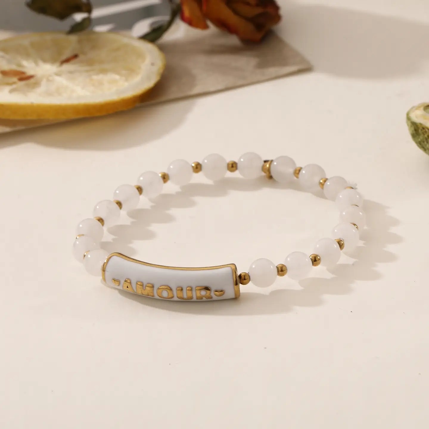 Bracelet perle - Amour blanc