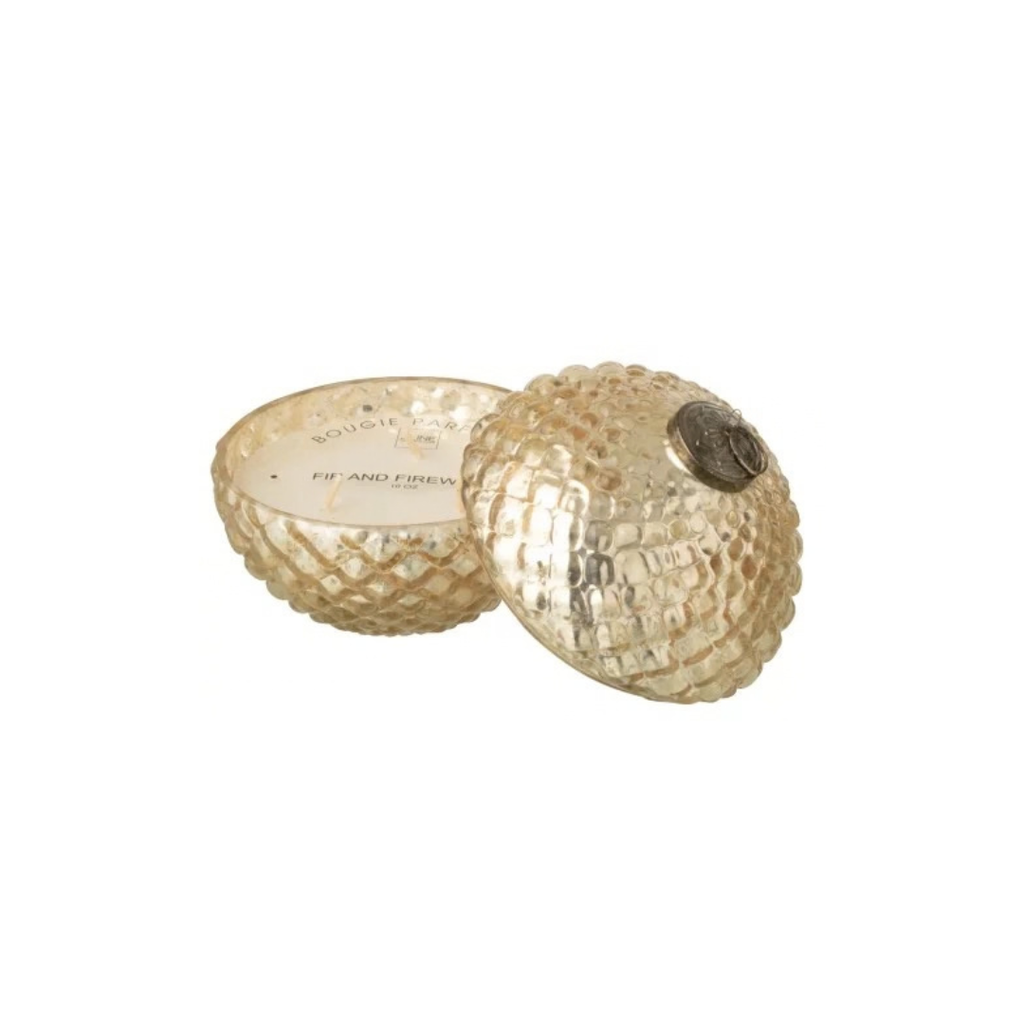 Bougie Parfumée Boule De Noël - Verre Doré Structuré