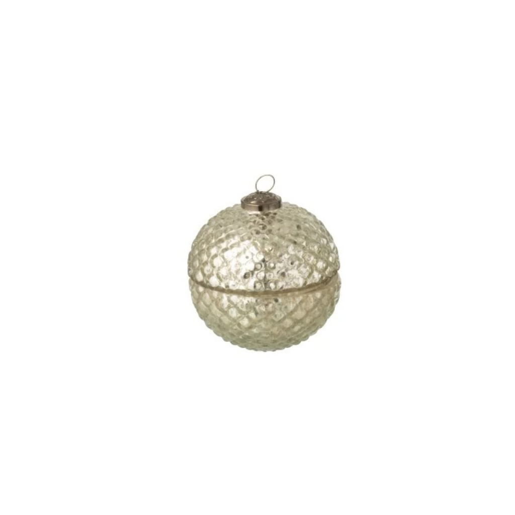 Bougie Parfumée Boule De Noël - Verre Argenté Structuré