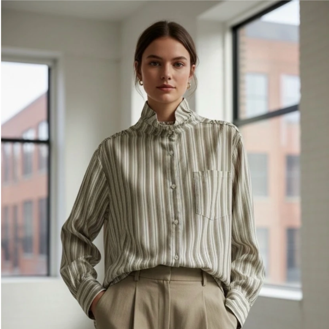 Chemise rayures - Col Froncé