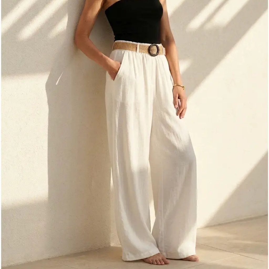 Pantalon large - Beige fluide