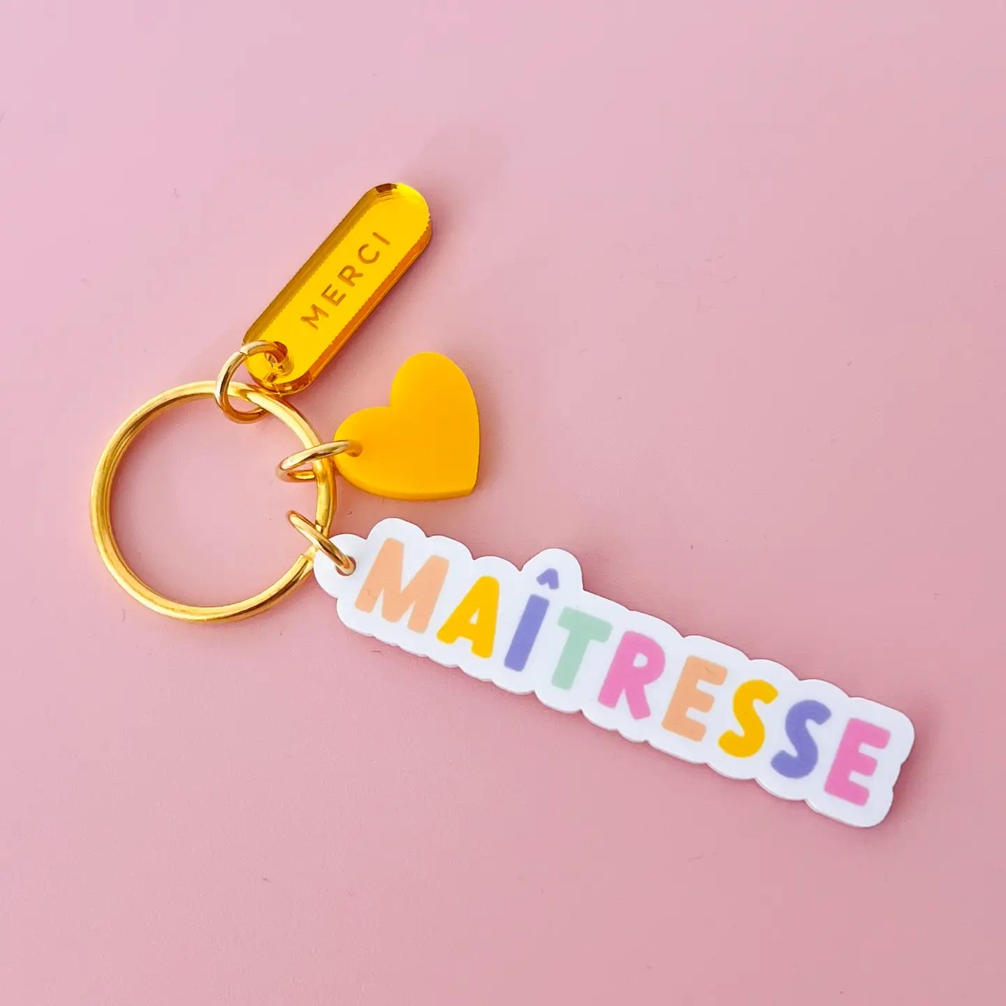 Porte clé - Merci Maîtresse Coloré