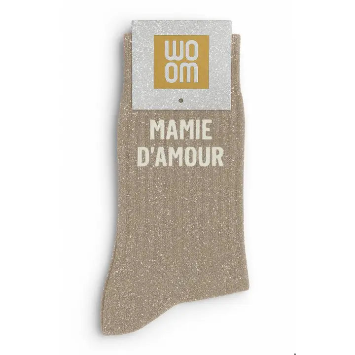 Chaussettes à paillettes - Mamie d'amour Beige