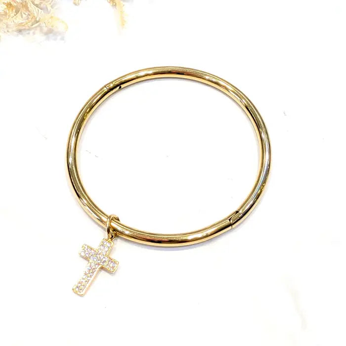 JONC BRELOQUE CROIX STRASSE ACIER INOXYDABLE