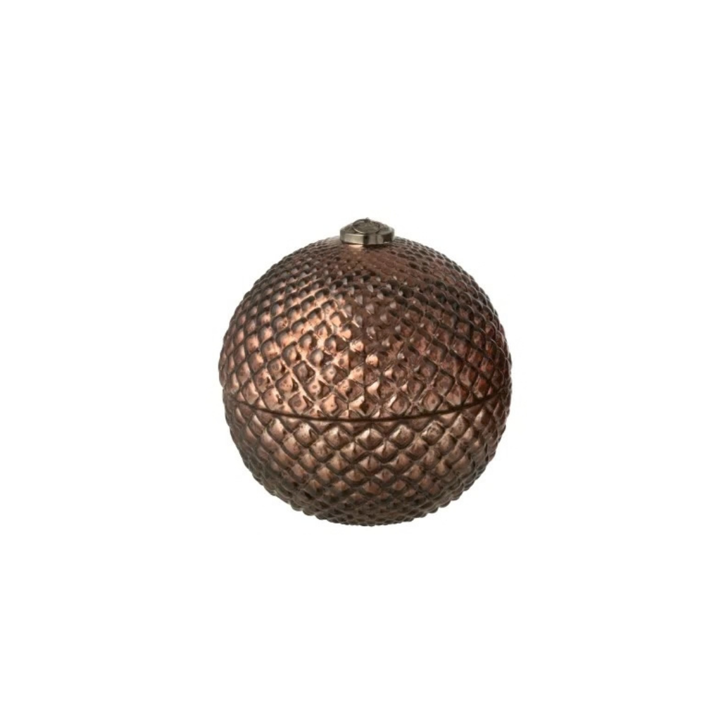Bougie Parfumée Boule De Noël - Verre Marron Structuré