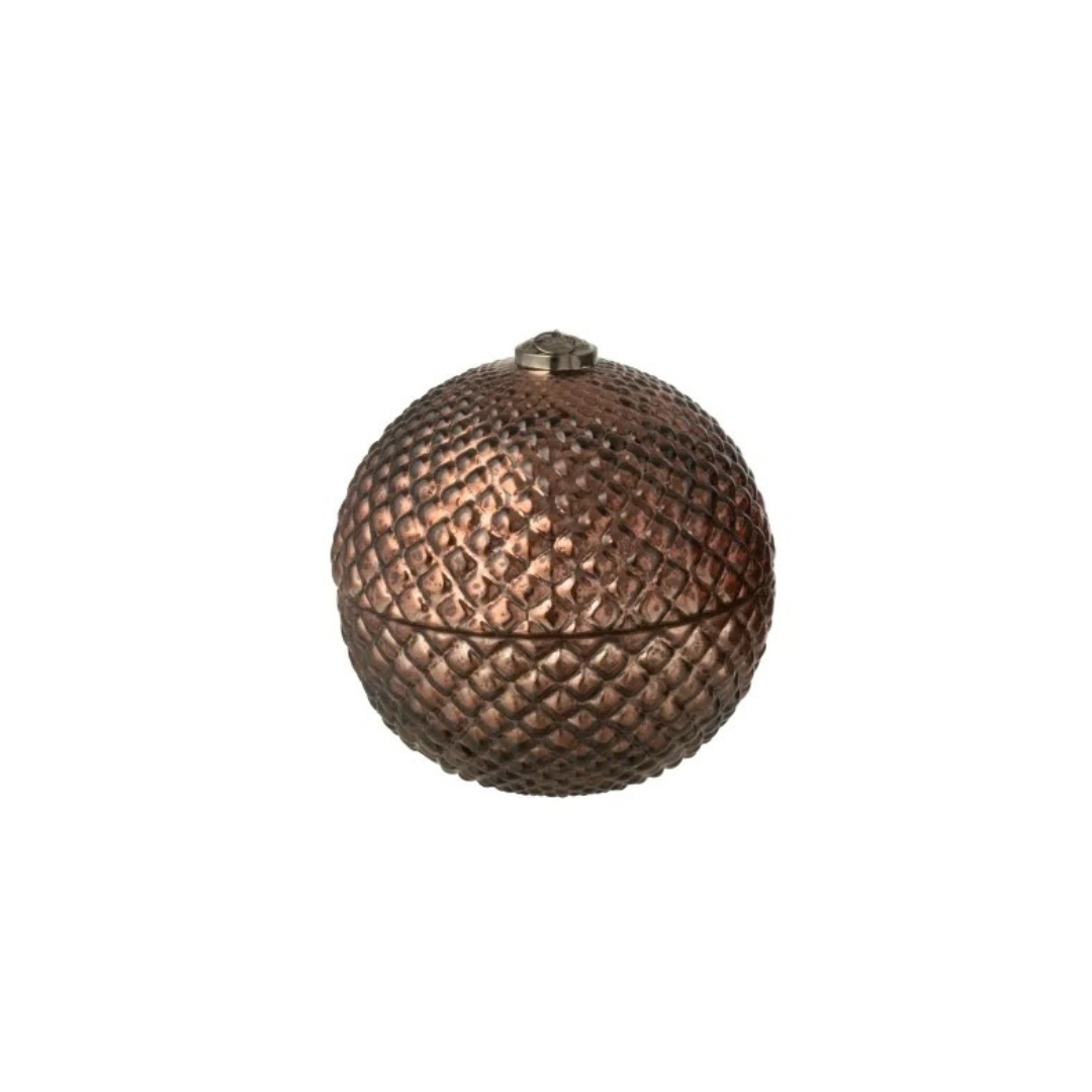 Bougie Parfumée Boule De Noël - Verre Marron Structuré
