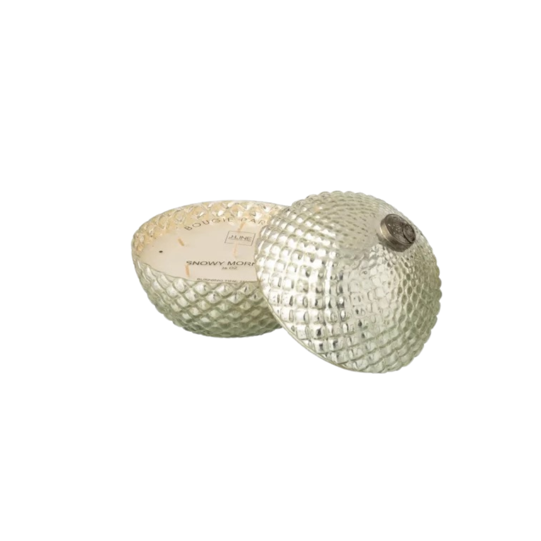 Bougie Parfumée Boule De Noël - Verre Argenté Structuré