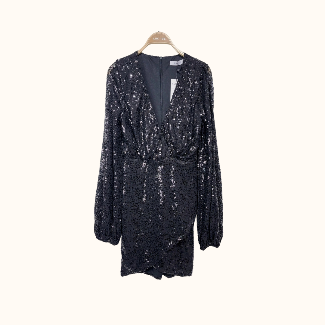 ROBE MANCHE LONGUES À SEQUIN - Noir