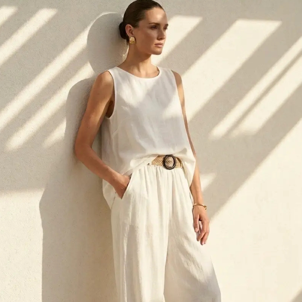 Pantalon large - Beige fluide