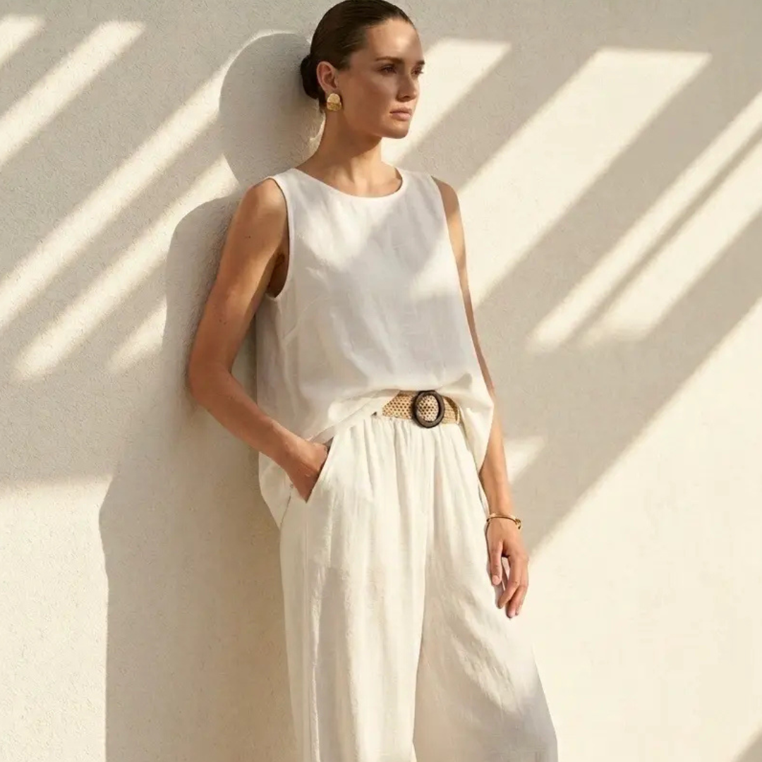 Pantalon large - Beige fluide