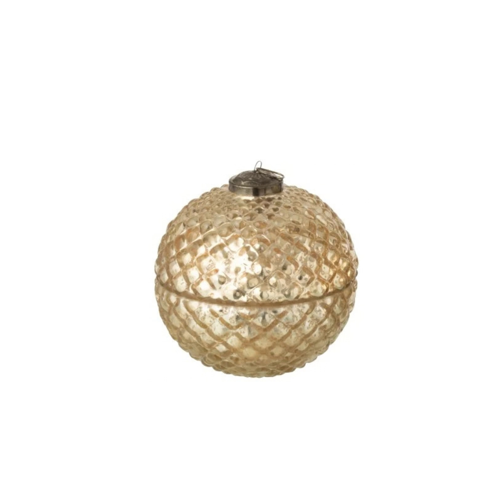 Bougie Parfumée Boule De Noël - Verre Doré Structuré