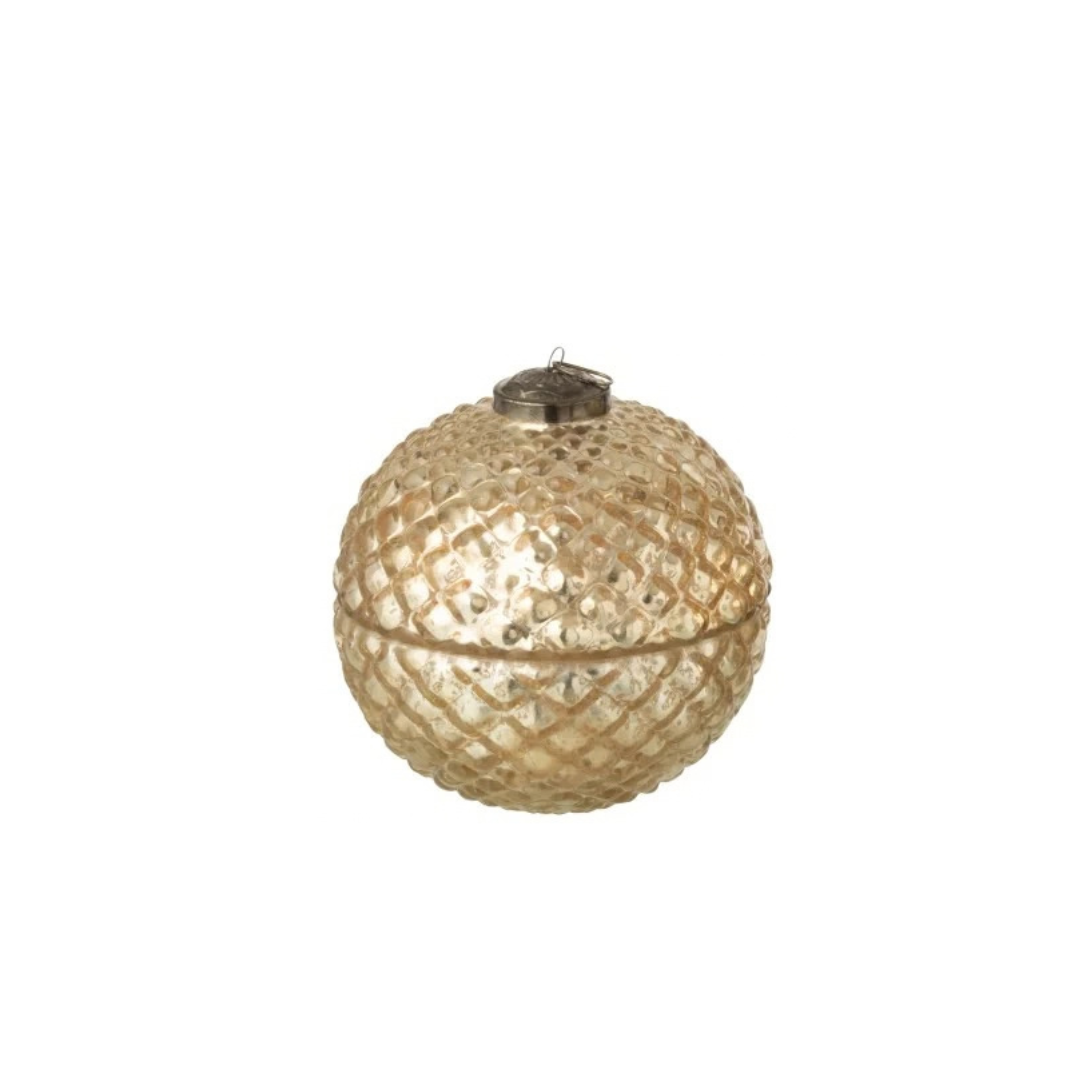 Bougie Parfumée Boule De Noël - Verre Doré Structuré