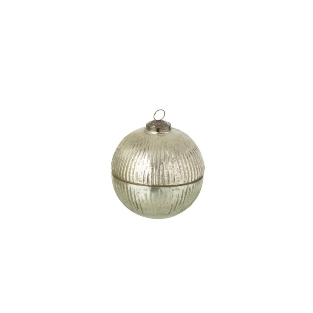 Bougie Parfumée Boule De Noël - Verre Argenté Strié