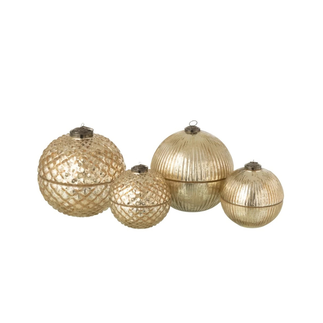 Bougie Parfumée Boule De Noël - Verre Doré Structuré