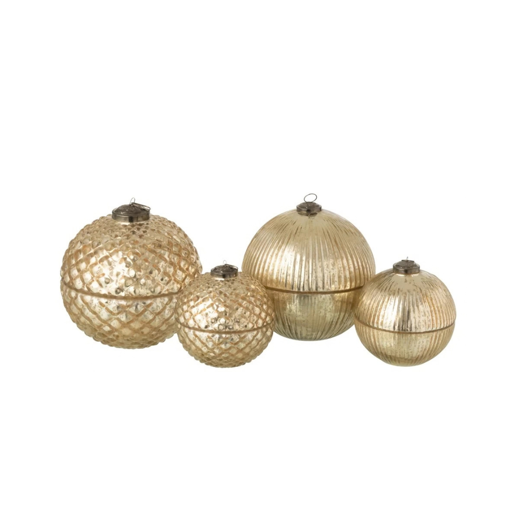 Bougie Parfumée Boule De Noël - Verre Doré Strié