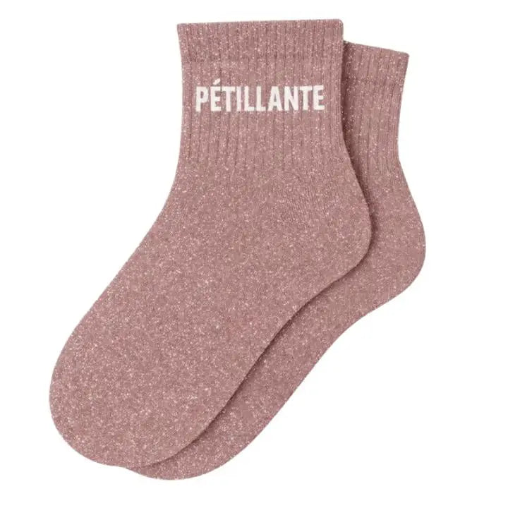 Chaussette à Paillettes Courtes Rose - Pétillante