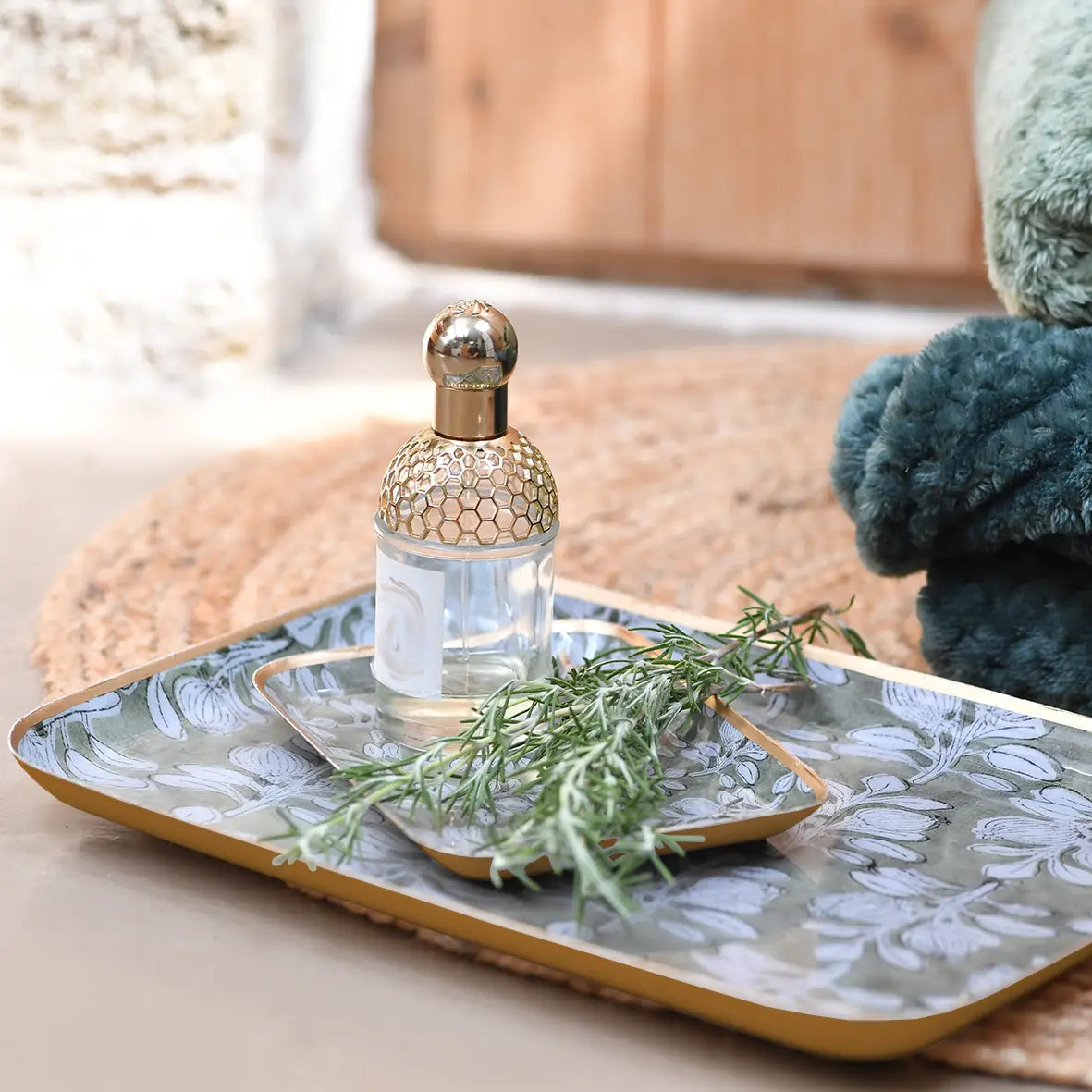 Plateau Alhambra - olive métal émaillé