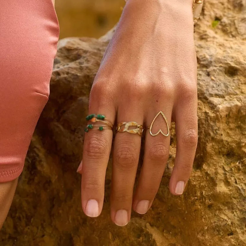 Bague coeur ajouré - doré