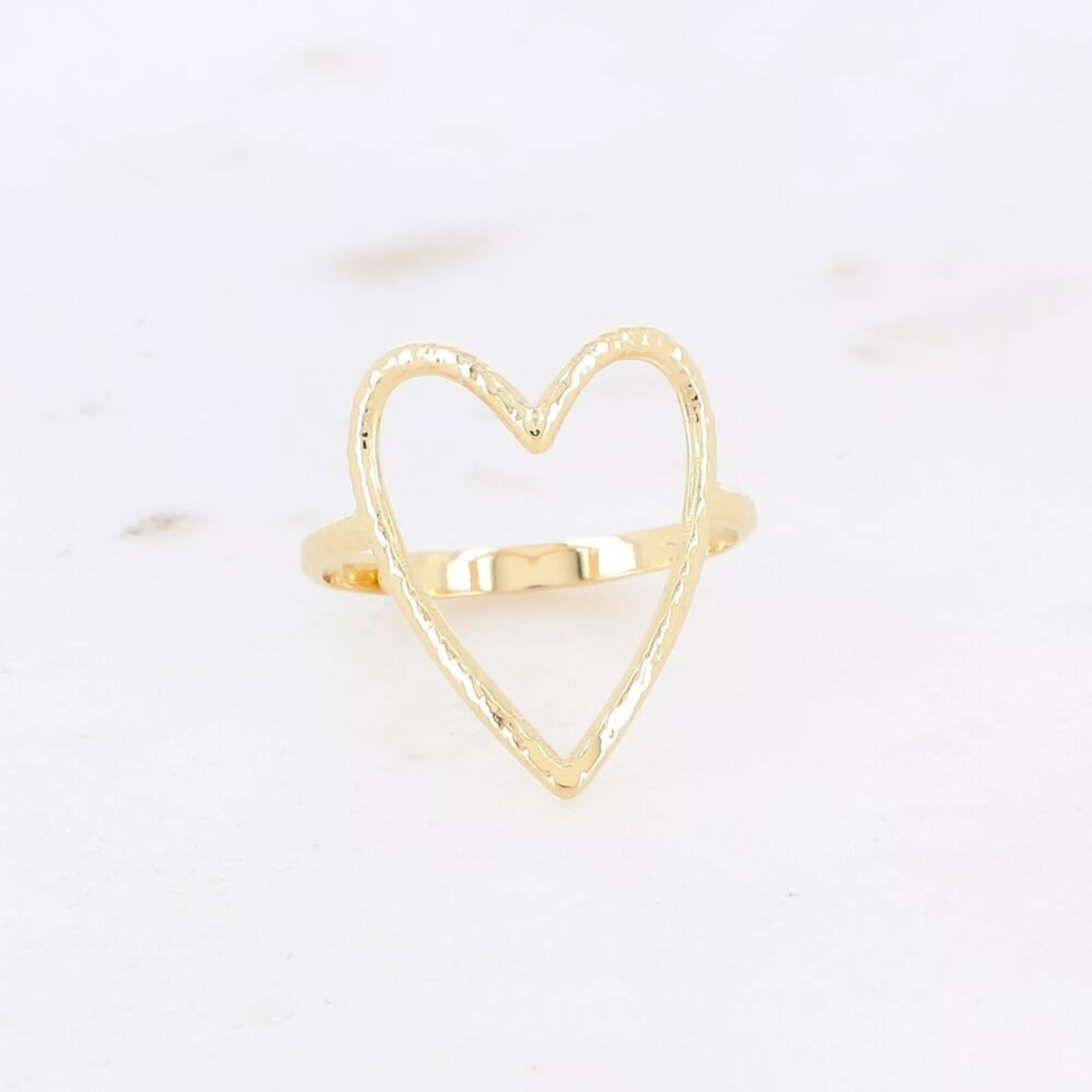 Bague coeur ajouré - doré