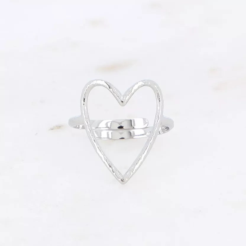 Bague coeur ajouré - Argenté