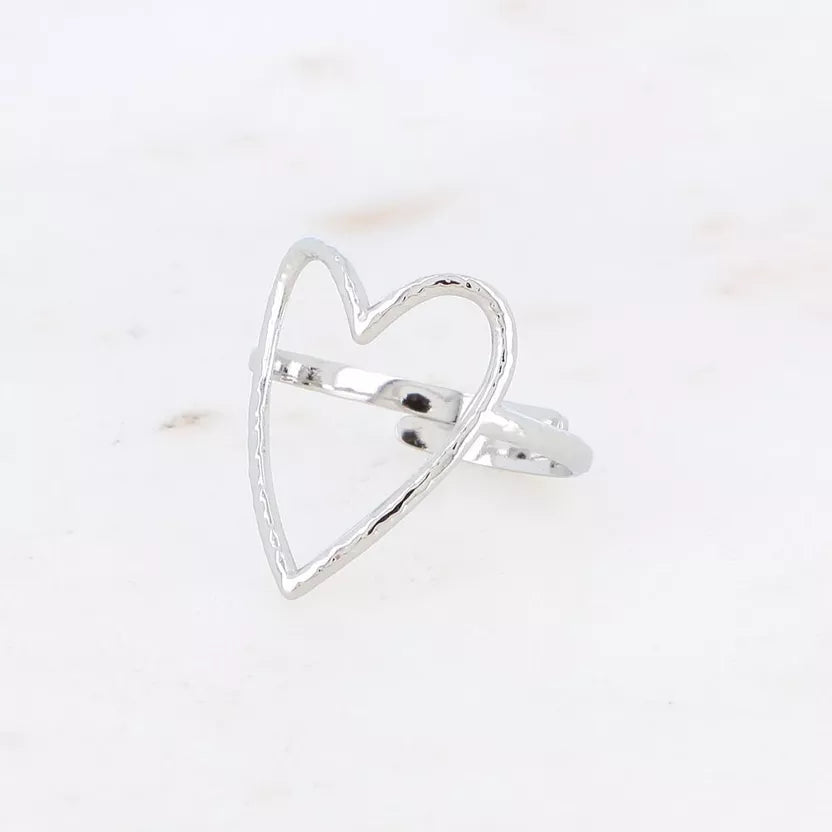 Bague coeur ajouré - Argenté