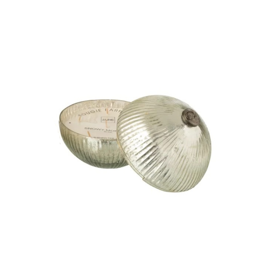 Bougie Parfumée Boule De Noël - Verre Argenté Strié