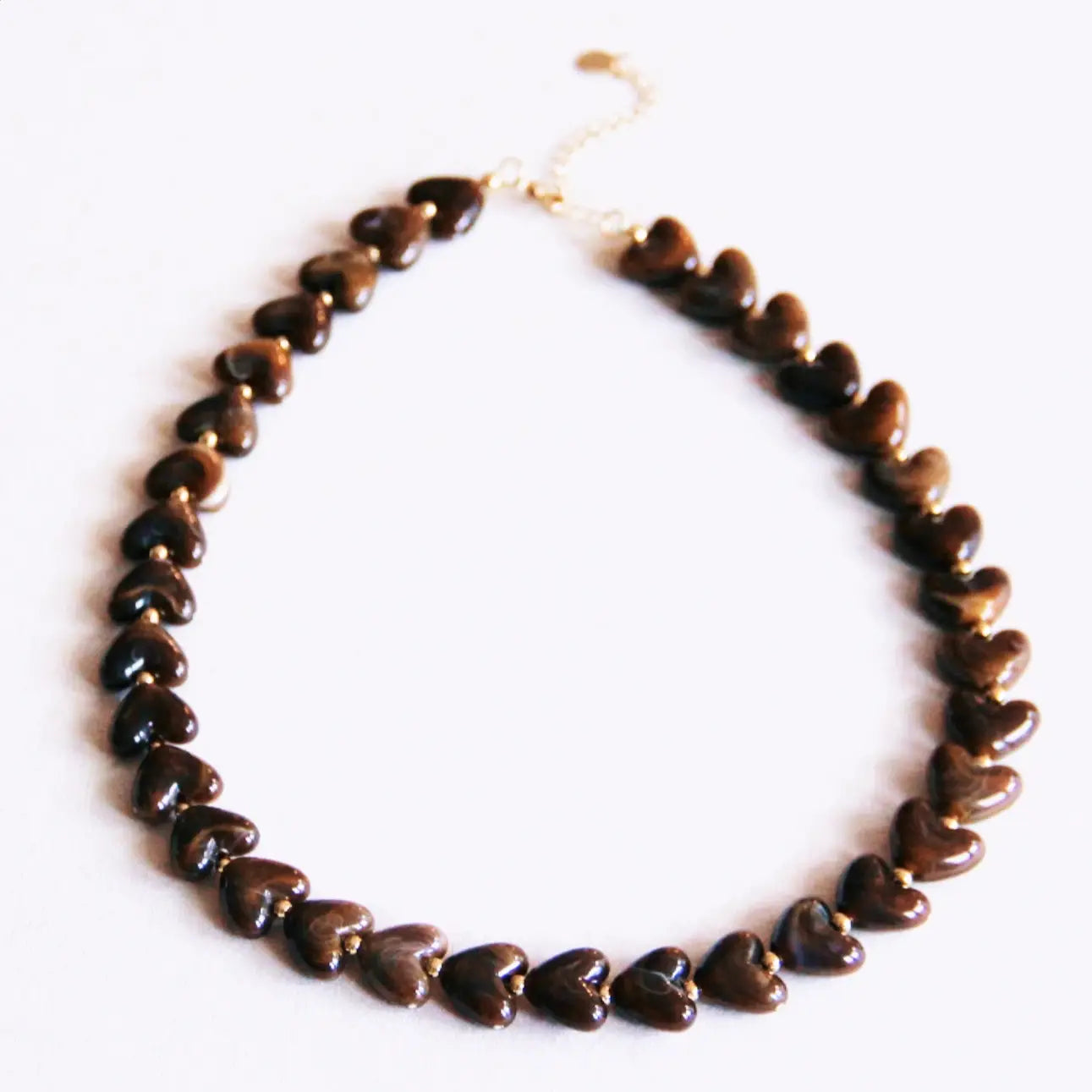Collier en Perle Résine - Coeur marron