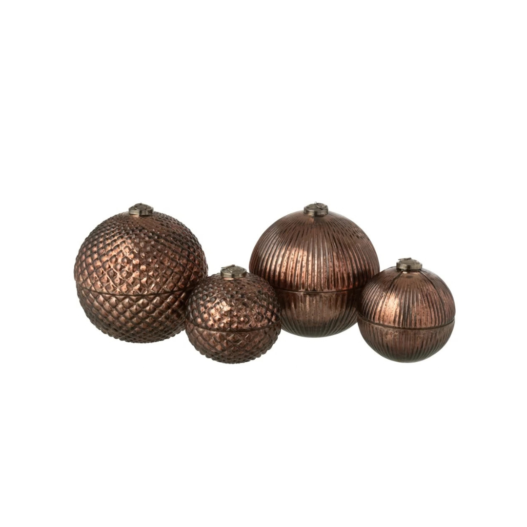 Bougie Parfumée Boule De Noël - Verre Marron Structuré
