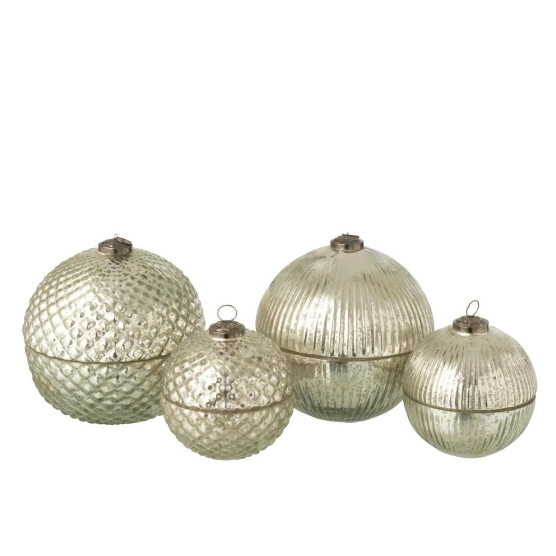 Bougie Parfumée Boule De Noël - Verre Argenté Structuré