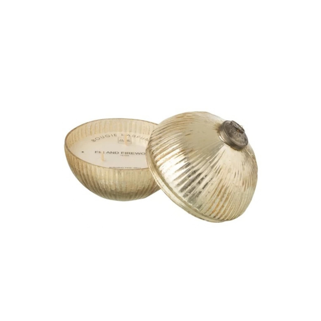 Bougie Parfumée Boule De Noël - Verre Doré Strié