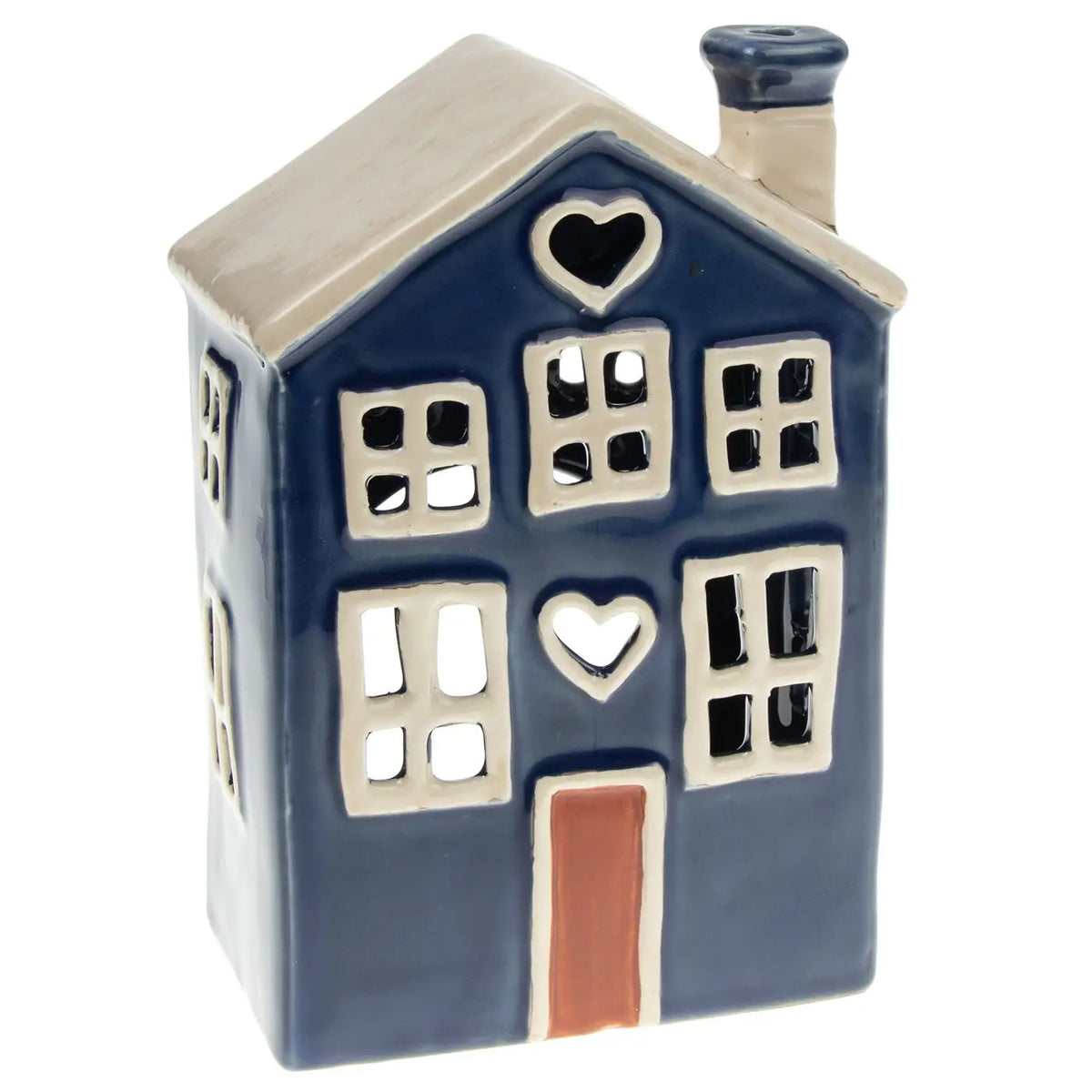 Village Poterie - Bougie chauffe-plat Heart House bleue