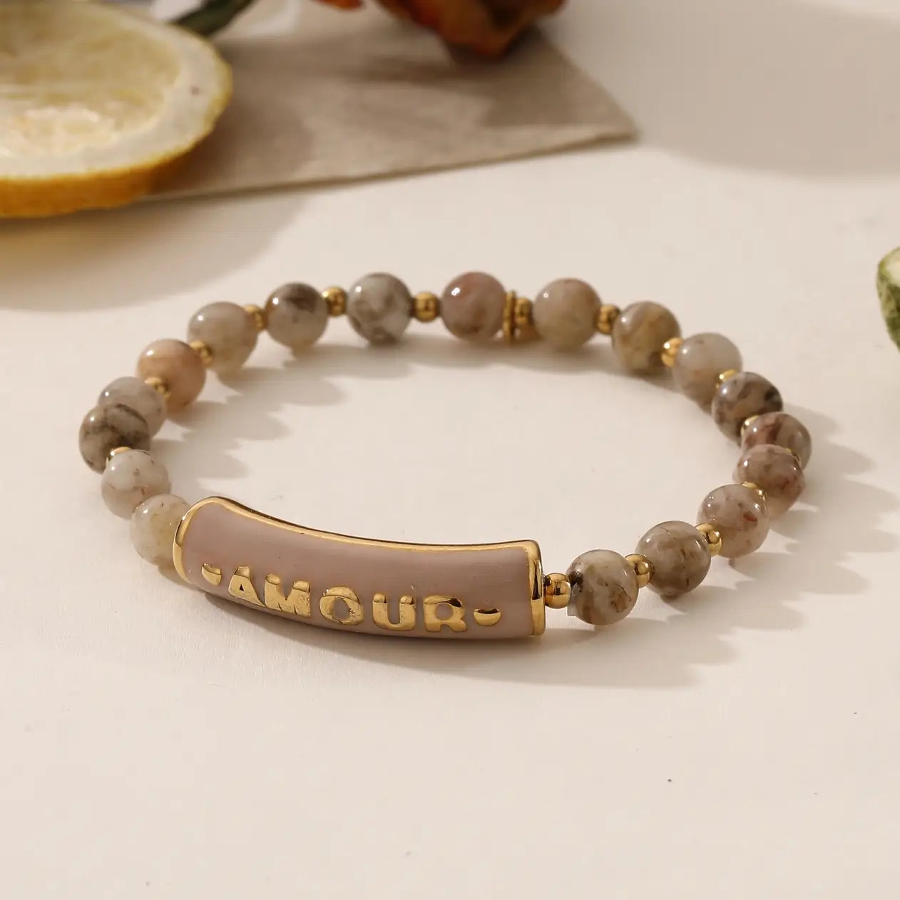 Bracelet perle - Amour taupe