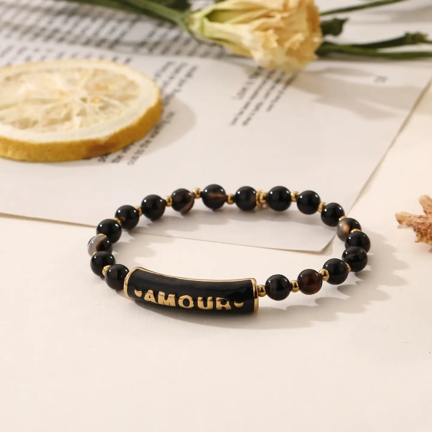 Bracelet perle - Amour noir