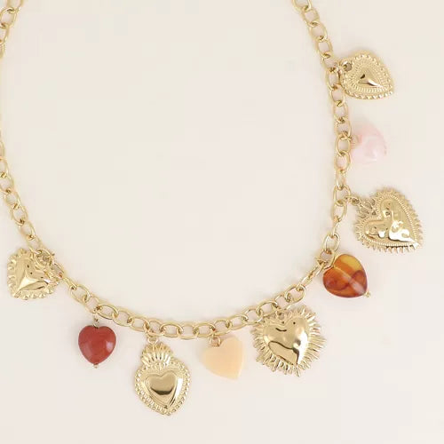 Collier breloques - Coeurs