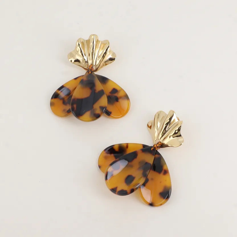 Boucles d'oreilles - Doré et Léopard