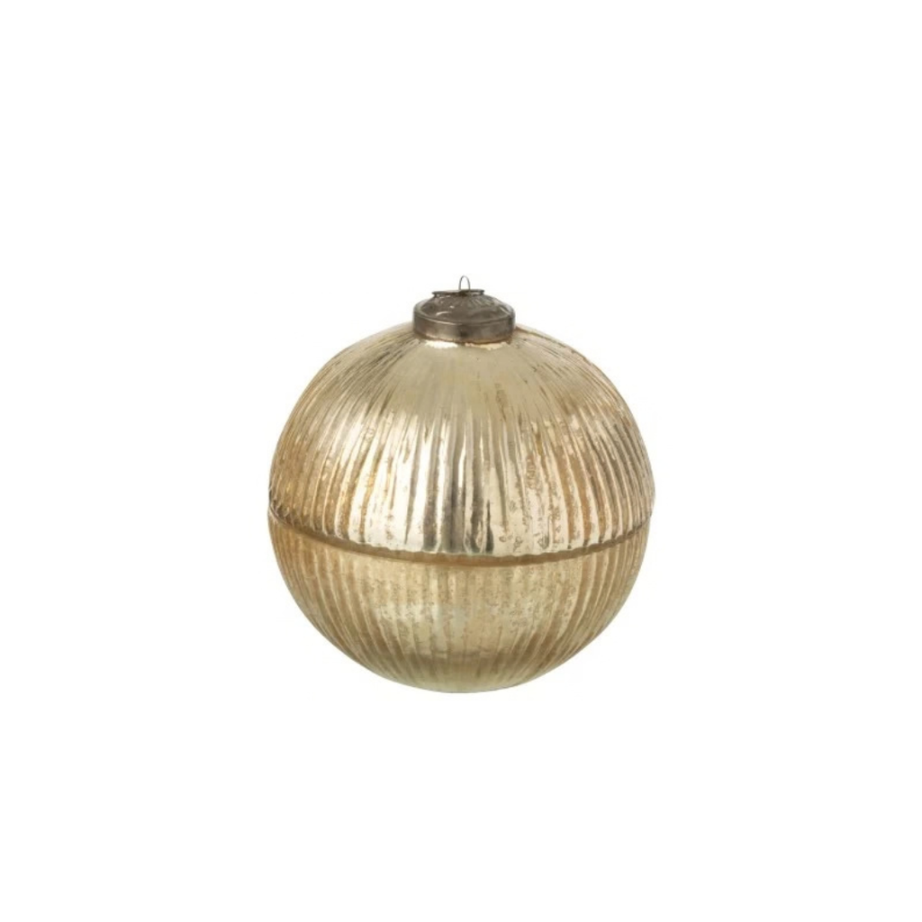 Bougie Parfumée Boule De Noël - Verre Doré Strié