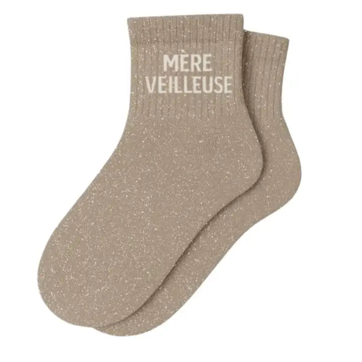 Chaussette à Paillettes Courtes Beige - Mère-veilleuse