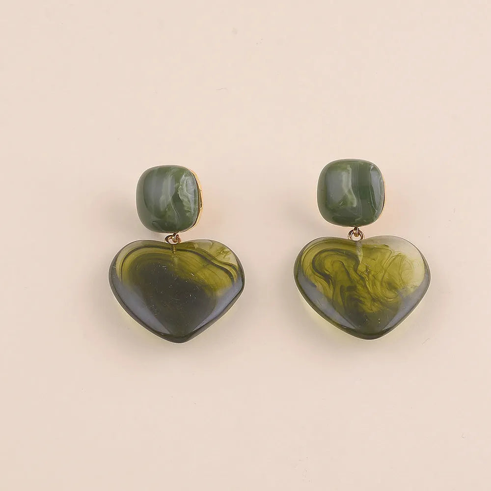 Boucles d'oreilles - Coeur vert