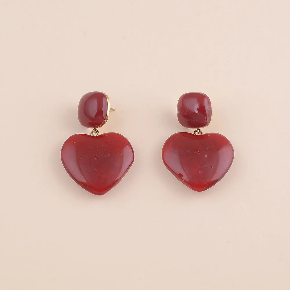 Boucles d'oreilles - Coeur Bordeaux