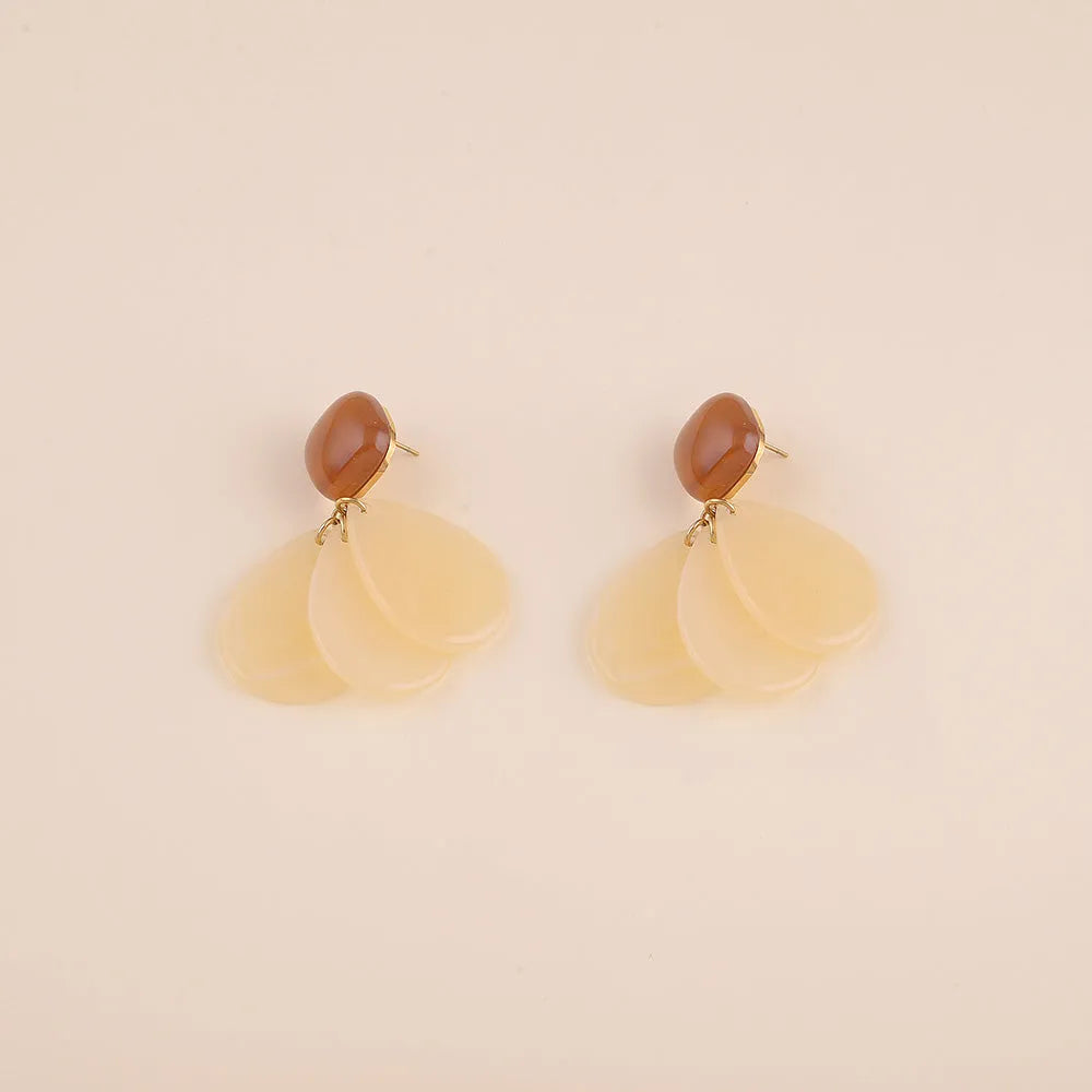 Boucles d'oreilles - Fleur Beige/Marron